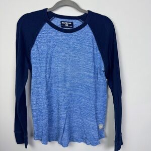 EXPRESS | Two Tone Blue Raglan Style Waffle Knit Shirt Men’s Size Medium